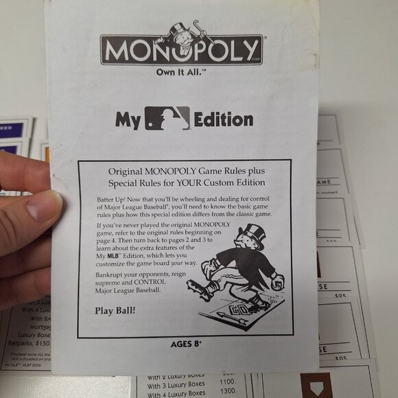 Monopoly My MLB 2006 Board Game Replacement Deed Cards Instructions Blank Custom - Picture 6 of 8